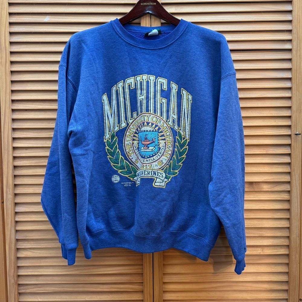 American Eagle Outfitters Blue Michigan Crewneck Sweater large